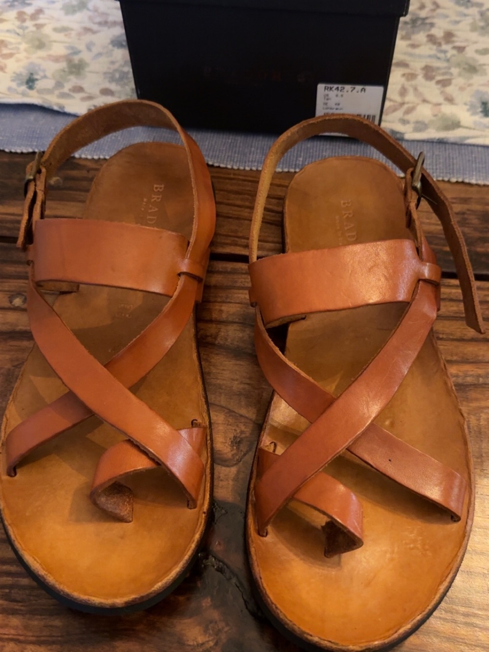 Brador Brown Italian Leather Cross-Strap Women's Sandals